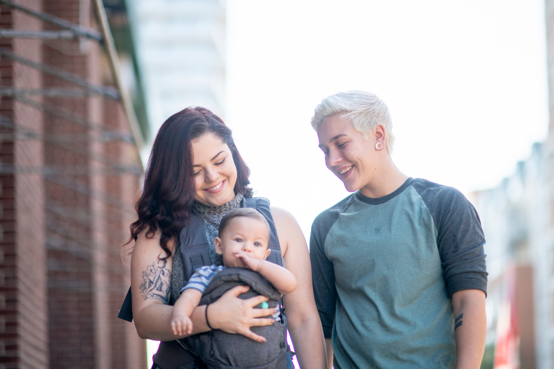 Couple With Baby in Carrier